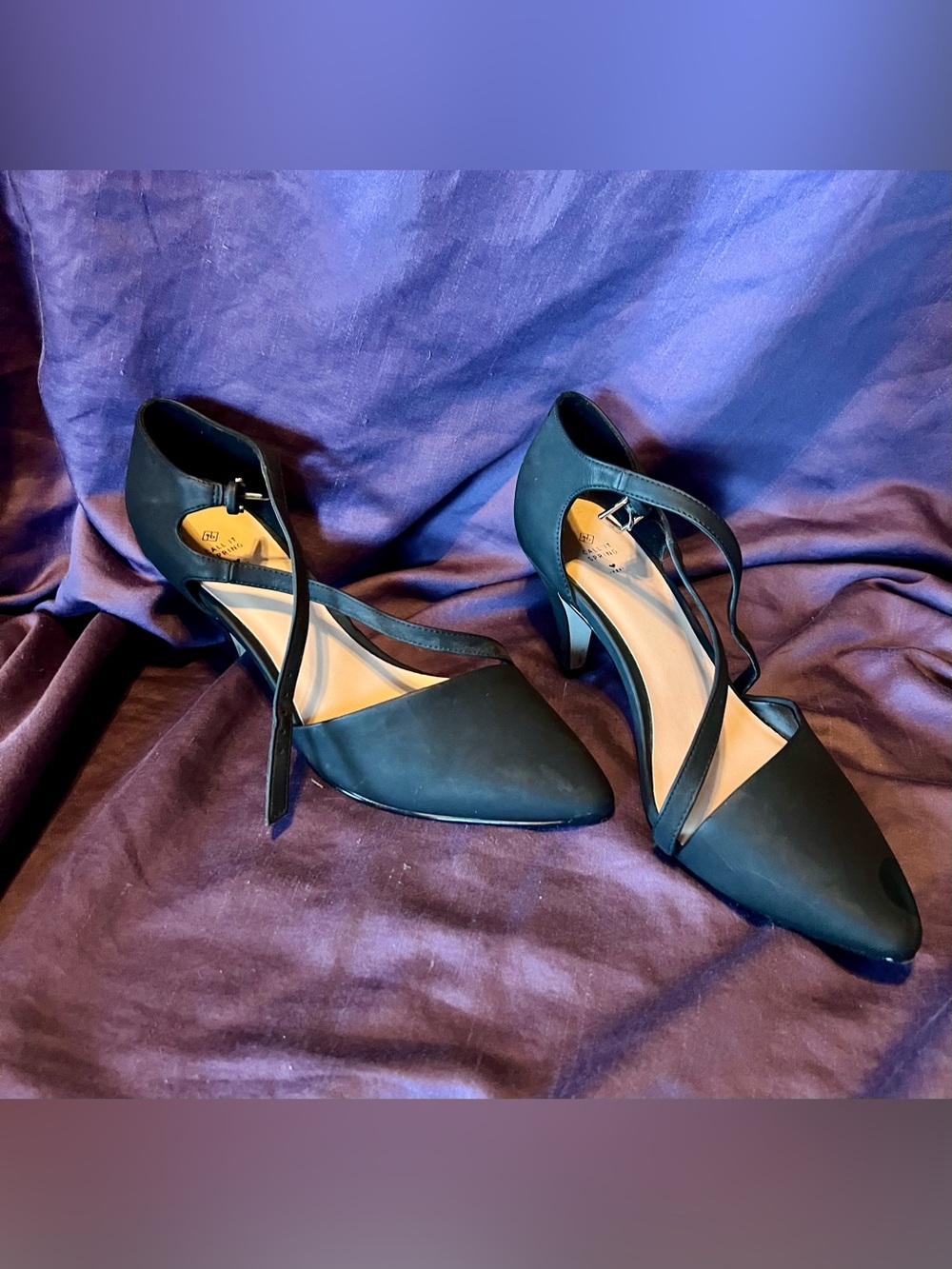 Call It Spring Black Pointed Strappy Mid-Heels